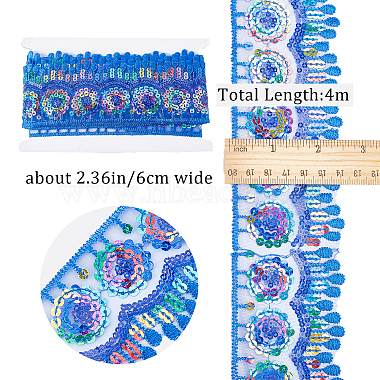 4~4.5M Ethnic Style Polyester Lace Trim with Colorful Paillette(OCOR-GF0002-39C)-2