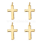 4Pcs 925 Sterling Silver Cross Charms, with Jump Rings & S925 Stamp, Real 18K Gold Plated, 9.5x5.5x2mm, Hole: 1.2mm(FIND-GO0002-62B)