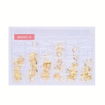 Brass Cabochons, Brass Computer Patch, Nail Art Decoration Accessories, Mixed Shapes, Golden, 6~9x6~8x0.4~0.6mm(MRMJ-WH0062-70)