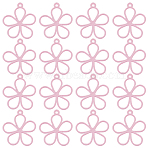 50Pcs Hollow Spray Painted Alloy Pendants, Flower, Pearl Pink, 19.5x17x1.3mm, Hole: 1.2mm(FIND-SC0012-27C)