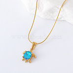 3Pcs Stainless Steel Small Sea Turtle Pendant Beach Vacation Necklaces for Women, Golden, Deep Sky Blue, 15.75 inch(40cm)(MI4557)