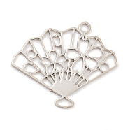 Long-Lasting Plated Brass Pendants, Hollow Fan, Platinum, 13.5x15.5x0.3mm, Hole: 1mm(KK-K336-57P)