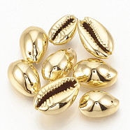 Plated Cowrie Shell Pendants, Gold, 14~20x9~14x7~10mm, Hole: 1mm(SSHEL-Q305-02A-01)
