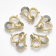 Brass Micro Pave Cubic ZirconiaLinks connectors, Heart with Baby Feet, Colorful, Golden, 19x22x2.5mm, Hole: 1mm(ZIRC-T012-87G)