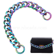 Elite Bag Chains Straps, Aluminum Curb Link Chains, with Alloy Spring Gate Rings, for Bag Replacement Accessories, Rainbow Color, 30cm, 1pc/box(FIND-PH0009-07)
