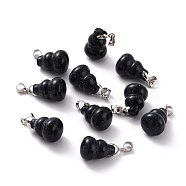 Synthetic Blue Goldstone Pendants, with Brass Loops and Snap on Bails, Long-Lasting Plated, Platinum, Gourd/Calabash, 16.5~17x12mm, Hole: 4x4mm(G-G846-01J)