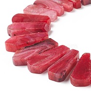 Teardrop Natural Dyed Agate Beads Strands, Red, 25~50x11~16x6~8mm, Hole: 2.5mm, about 32~35pcs/strand, 15.7 inch(G-L456-02G)