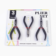DIY Jewelry Tool Sets, Polishing Side Cutting Plies, Wire Cutter Pliers and Round Nose Pliers, Black, Gunmetal, 110~125x60mm, 3pcs/set(TOOL-MSMC002-19)
