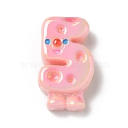 Electroplate Number Theme Resin Beads, Five, 31x18.5x10mm, Hole: 1.8mm(RESI-Q015-01F)