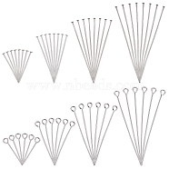 Elite 304 Stainless Steel Eye Pins & Flat Head Pins, Stainless Steel Color, 800pcs/box(STAS-PH0001-19P)