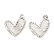 Acrylic Pendants, with Alloy Loops, Heart, Platinum, 17x15x1.8mm, Hole: 1.6mm(PALLOY-P303-14P)