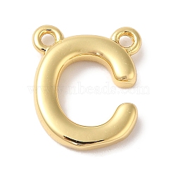 Rack Plating Brass Pendants, Long-Lasting Plated, Lead Free & Cadmium Free, Letter Charms, Real 18K Gold Plated, Letter C, 11x9x2mm, Hole: 1mm(KK-L216-003G-C)