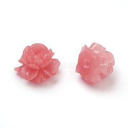 Shell Beads, Imitation Jade, Dyed, Curved, Flower, Light Coral, 13x13x9.5mm, Hole: 1.8mm(CORA-D032-16)