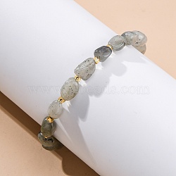 Natural Labradorite Beaded Bracelets for Women, Nuggets, with 201 Stainless Steel Findings, 7-1/2 inch(19.2cm)(G-P563-07P-05)