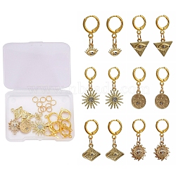 DIY 6 Pairs Leverback Earring Making Kits, Including Mixed Shape Alloy Charms, Brass Leverback Earring Findings & Jump Rings, Golden(DIY-CJ0001-59)