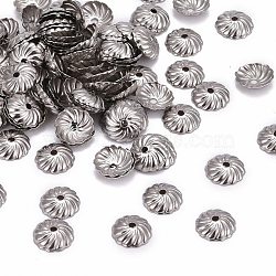 Flower 304 Stainless Steel Bead Caps, Stainless Steel Color, 8x2mm, Hole: 1mm(STAS-R083-13)