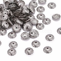 Tarnish Resistant Flower 304 Stainless Steel Bead Caps, Stainless Steel Color, 8x2mm, Hole: 1mm(STAS-R083-13)