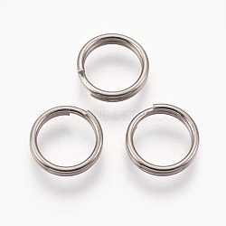 Titanium Alloy Split Rings, Double Loops Jump Rings, Platinum, 10x2mm, Inner Diameter: 9mm, Single Wire: 1mm(PALLOY-WH0019-01C)