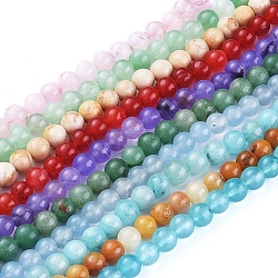 Natural Gemstone Beads Strands, Mixed Stone, Round, 8mm, Hole: 0.8~1mm, about 46pcs/Strand, 14.96 inch(38cm)(G-F591-03M1-8mm)