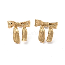 Ion Plating(IP) 304 Stainless Steel Stud Earrings, Jewelry for Women, Bowknot, Golden, 22.5x23mm(EJEW-K281-02G)