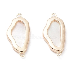 Natural Shell Connector Charms, Egg Links with Rack Plating Brass Findings, Long-Lasting Plated, Real 18K Gold Plated, 24x11x2.5mm, Hole: 1.2mm(KK-A183-62G)