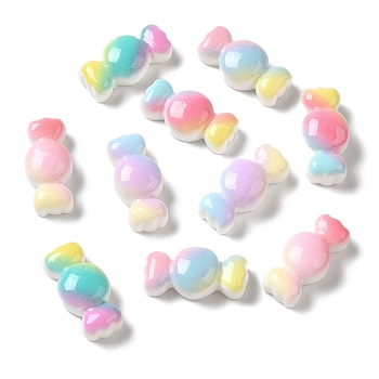 Gradient Color Opaque Resin Decoden Cabochons, Candy, Mixed Color, 22x10x8mm