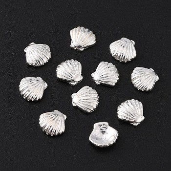 Alloy Cabochons, Nail Art Decoration Accessories, Shell Shapes, Silver, 7x7x1mm