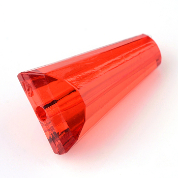 Transparent Acrylic Beads, Cone, Red, 17x10x9mm, Hole: 2mm, about 675pcs/500g