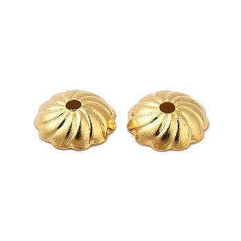316 Stainless Steel Bead Caps, Multi-Petal, Flower, Real 18K Gold Plated, 7x2mm, Hole: 1.2mm