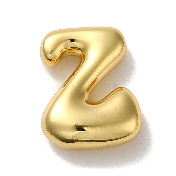 Rack Plating Brass Beads, Cadmium Free & Lead Free, Long-Lasting Plated, Real 18K Gold Plated, Letter Z, 22.5x17x6.5mm, Hole: 2mm