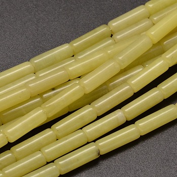 Natural Lemon Jade Column Beads Strands, 13~14x4~5mm, Hole: 1mm, about 29pcs/strand, 15.7 inch