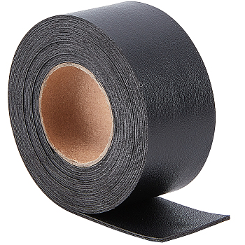 2M PVC Double Face Imitation Leather Ribbons, for Clothes, Bag Making, Black, 37.5mm, about 2.19 Yards(2m)/Roll