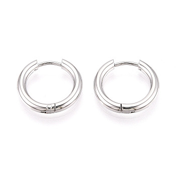 304 Stainless Steel Hoop Earrings, Stainless Steel Color, 16x17x2.5mm