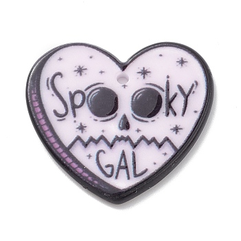 Hallowen Acrylic Pendants, Heart, 28x31x2mm, Hole: 1.8mm