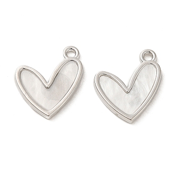 Acrylic Pendants, with Alloy Loops, Heart, Platinum, 17x15x1.8mm, Hole: 1.6mm
