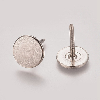 Iron Flat Head Nails, Sofa Foam Nails, for Furniture Decoration, Platinum, 15x10.8mm, Pin: 1.3mm