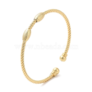 Bracelet manchette en perles ovales en laiton plaqué en rack pour femmes(BJEW-M298-13G)-3