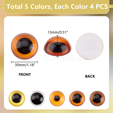 Elite 20Pcs 5 Colors Glass Craft Eyes Cabochons(DOLL-PH0001-51)-2