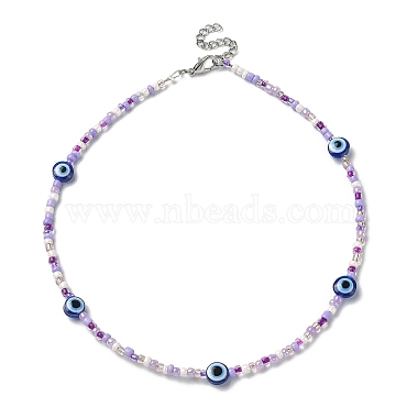 3Pcs 3 Color Resin Evil Eye & Glass Beaded Necklaces Set(NJEW-JN04353)-2