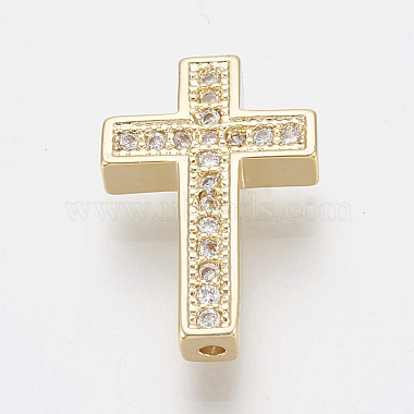 16mm Clear Cross Brass+Cubic Zirconia Beads