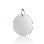 Anti-Tarnish 304 Stainless Steel Pendants, with Jump Ring, Mirror Polished Finish, Flat Round Charm, Stamping Blank Tag, Stainless Steel Color, 18x1.5mm, Hole: 3.5mm(STAS-I311-32G-P)