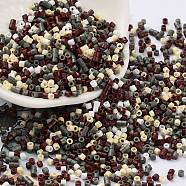 Baking Paint Glass Seed Beads, Cylinder, Saddle Brown, 2x1.5mm, Hole: 1mm, about 5599pcs/50g(X-SEED-S042-05B-55)