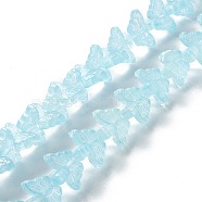 Transparent Glass Beads Strand, Butterfly, Light Cyan, 8x15x4.5mm, Hole: 1mm, about 60pcs/strand, 13.78~14.17 inch(35cm~36cm)(GLAA-K002-02E)