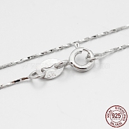 Rhodium Plated 925 Sterling Silver Coreana Chain Necklaces, with Spring Ring Clasps, Thin Chain, Platinum, 18 inch, 0.5mm(STER-M086-17B)