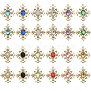 24Pcs 12 Colors Acrylic Pendants, with Light Gold Tone Alloy Findings, Cross Charm, Mixed Color, 34x29x4.5mm, Hole: 1.2mm, 2pcs/color(FIND-SC0005-63)