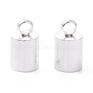 201 Stainless Steel Cord Ends, End Caps, Column, Silver, 9x5mm, Hole: 2mm, Inner Diameter: 4mm(STAS-H410-20S-H)