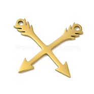 Vacuum Plating 201 Stainless Steel Pendants, Laser Cut, Arrow Charm, Real 18K Gold Plated, 16x19x1mm, Hole: 1.2mm(STAS-E217-33G)