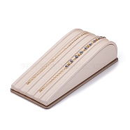 Wooden Clovered with PU Leather Bracelet Displays Stand, with Sponge and Paper Card, Rectangle, Antique White, 21.7x8.7x5.2cm(BDIS-F003-01)