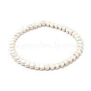Alloy Heart Beaded Stretch Bracelet for Women, Silver, Inner Diameter: 2-1/4 inch(5.8cm)(BJEW-JB07722-02)