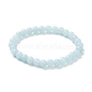 Dyed Natural Jade Beaded Stretch Bracelets, Imitation Aquamarine, Round, Beads: 6~6.5mm, Inner Diameter: 2-1/4 inch(5.55cm)(BJEW-D446-B-13)